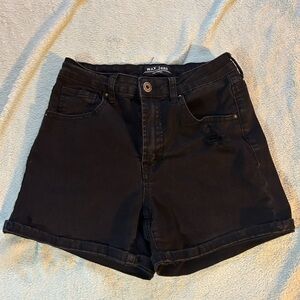 Denim Black Shorts with Rips; Size: S